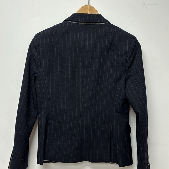BANANA REPUBLIC Navy blue striped wool jacket rn 54023 stretch size 0 - Picture 6 of 12